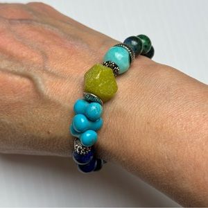 Jasper Agate Howlite Beaded Stretch Slip On Bracelet